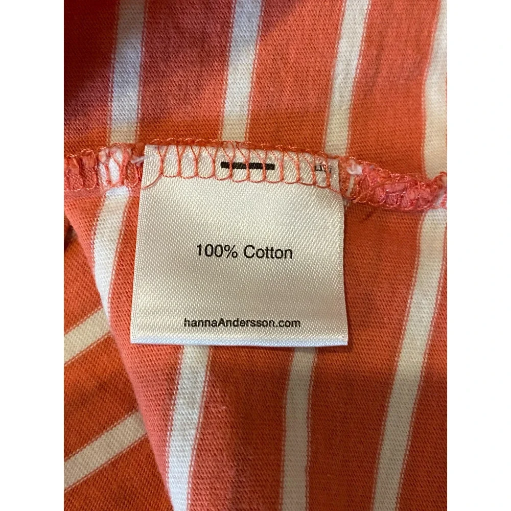 Hanna Andersson Pink White Striped‎ Dress Size 120 6-7 100% Cotton Beach Ruffles